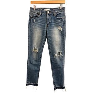 Moussy Just Waist Cropped Skinny ankle jeans 26 distemper raw hem